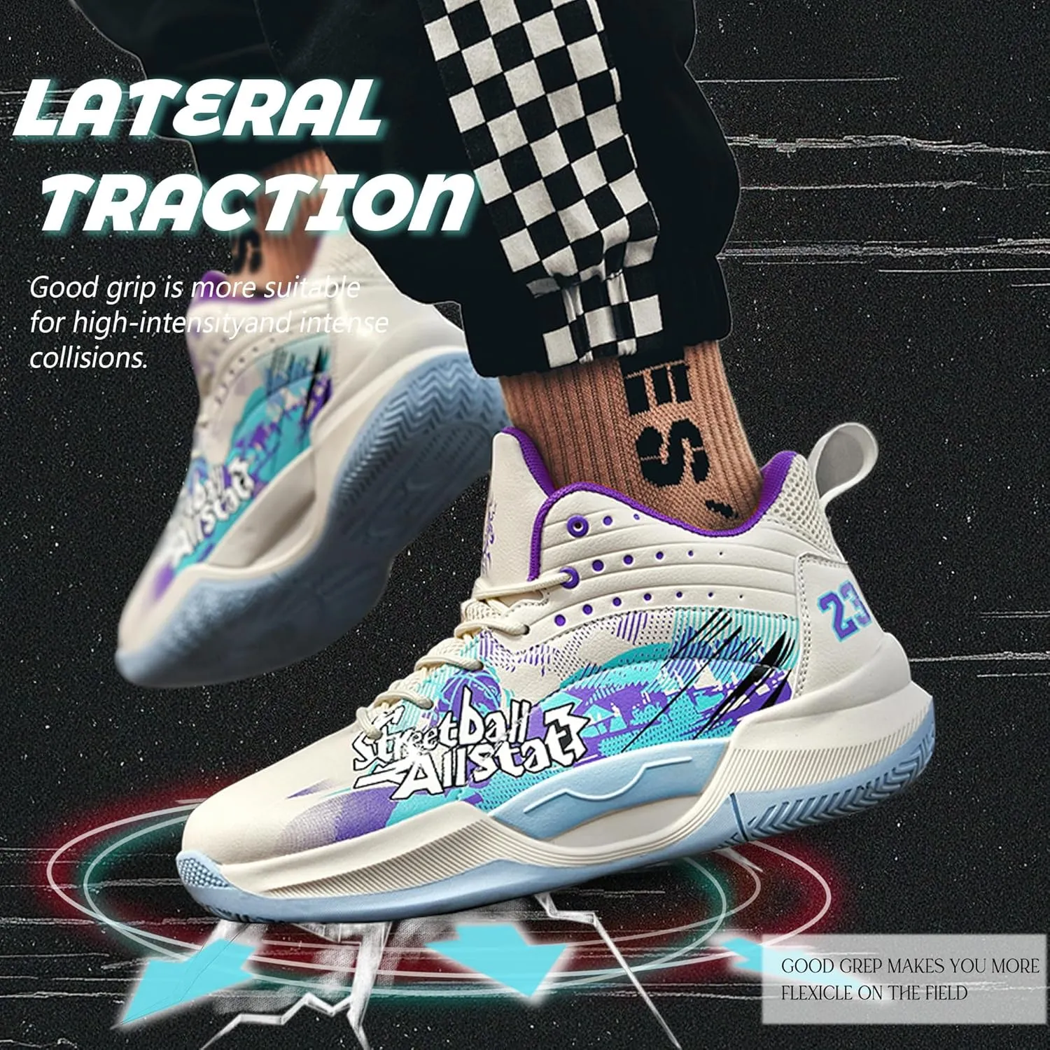 Men's Basketball Shoes Lightweight Breathable Non-Slip Outdoor Courts Training