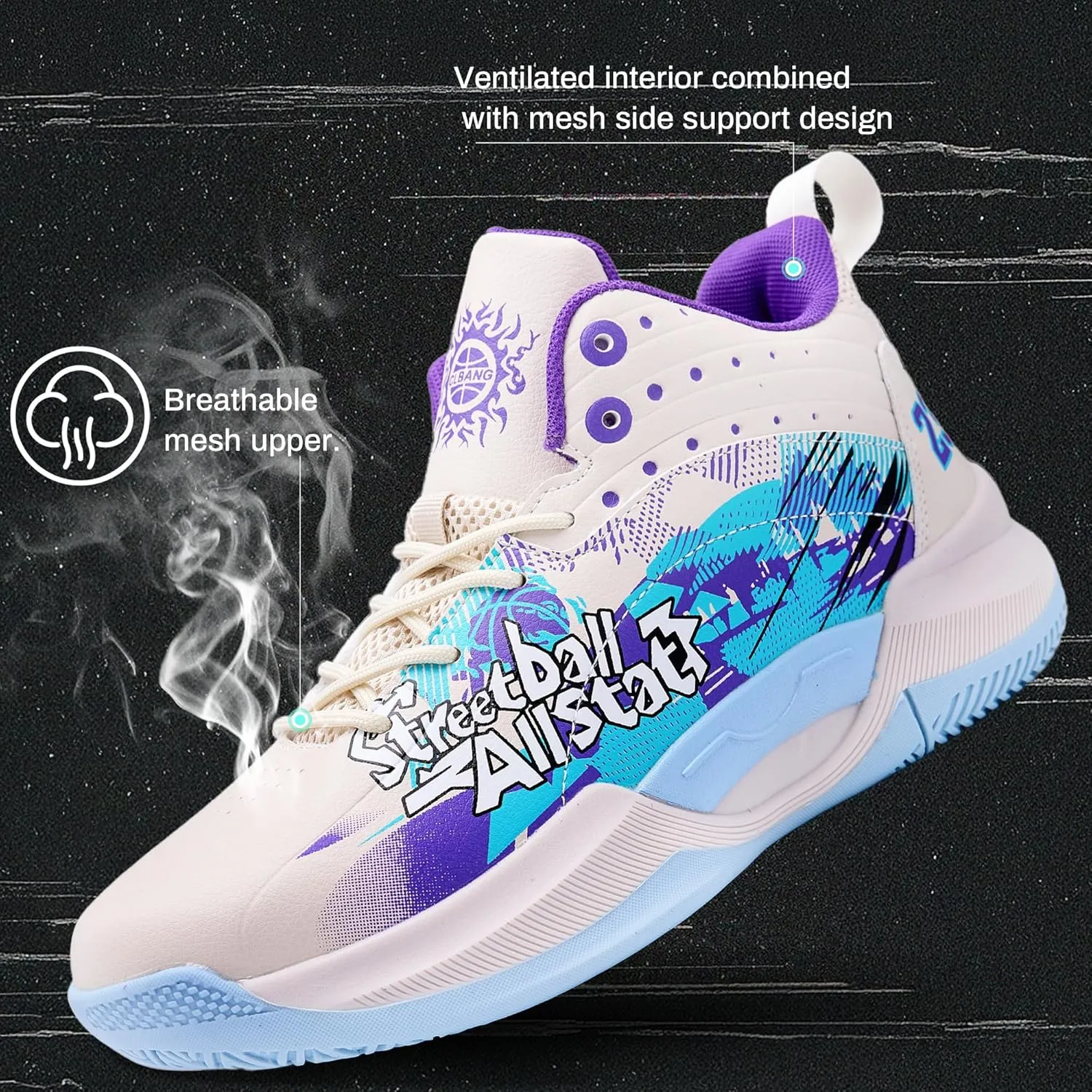 Men's Basketball Shoes Lightweight Breathable Non-Slip Outdoor Courts Training