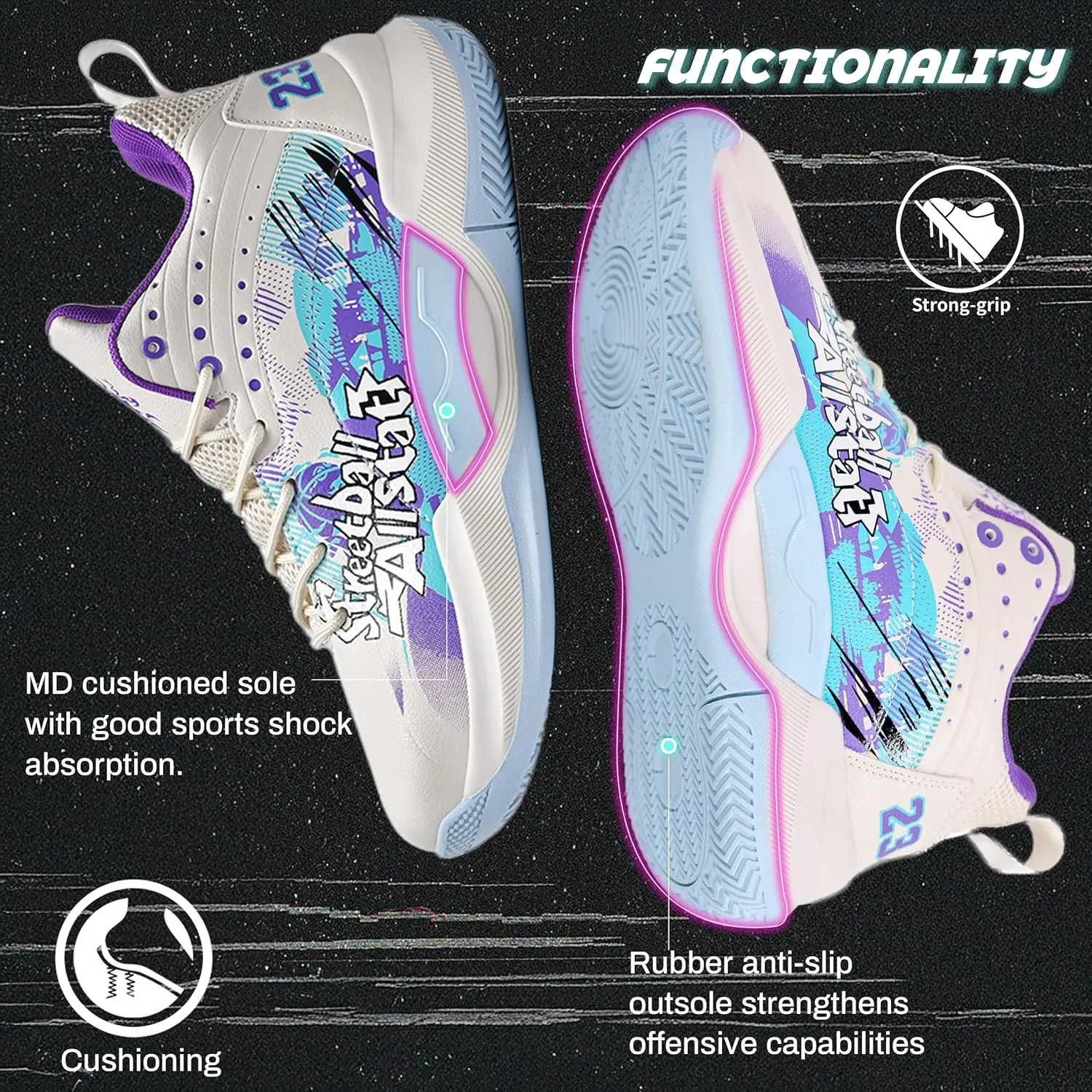 Men's Basketball Shoes Lightweight Breathable Non-Slip Outdoor Courts Training