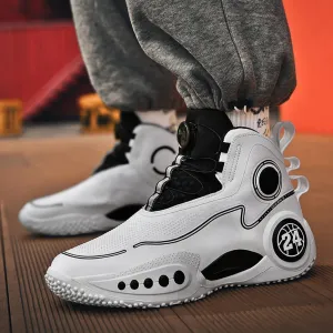 Mens Basketball Shoes Non Slip Sneakers Professional Basketball Sports Shoes for Men Running Shoes (White,4)