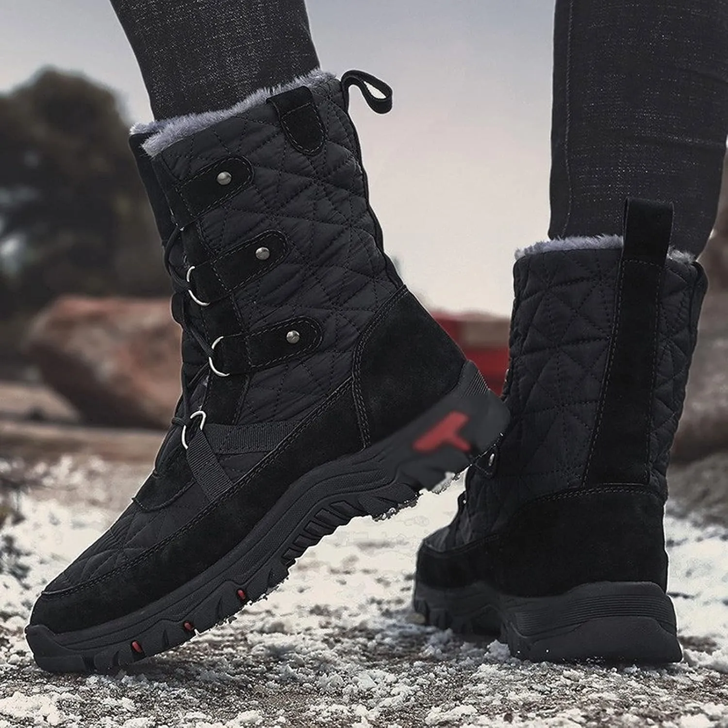 Mens Boots Men's Winter Boots Waterproof Men's Boots Warm Plush Snow Boots Outdoor Non-slip Hiking Boots Work Shoes Men Ankle Boots