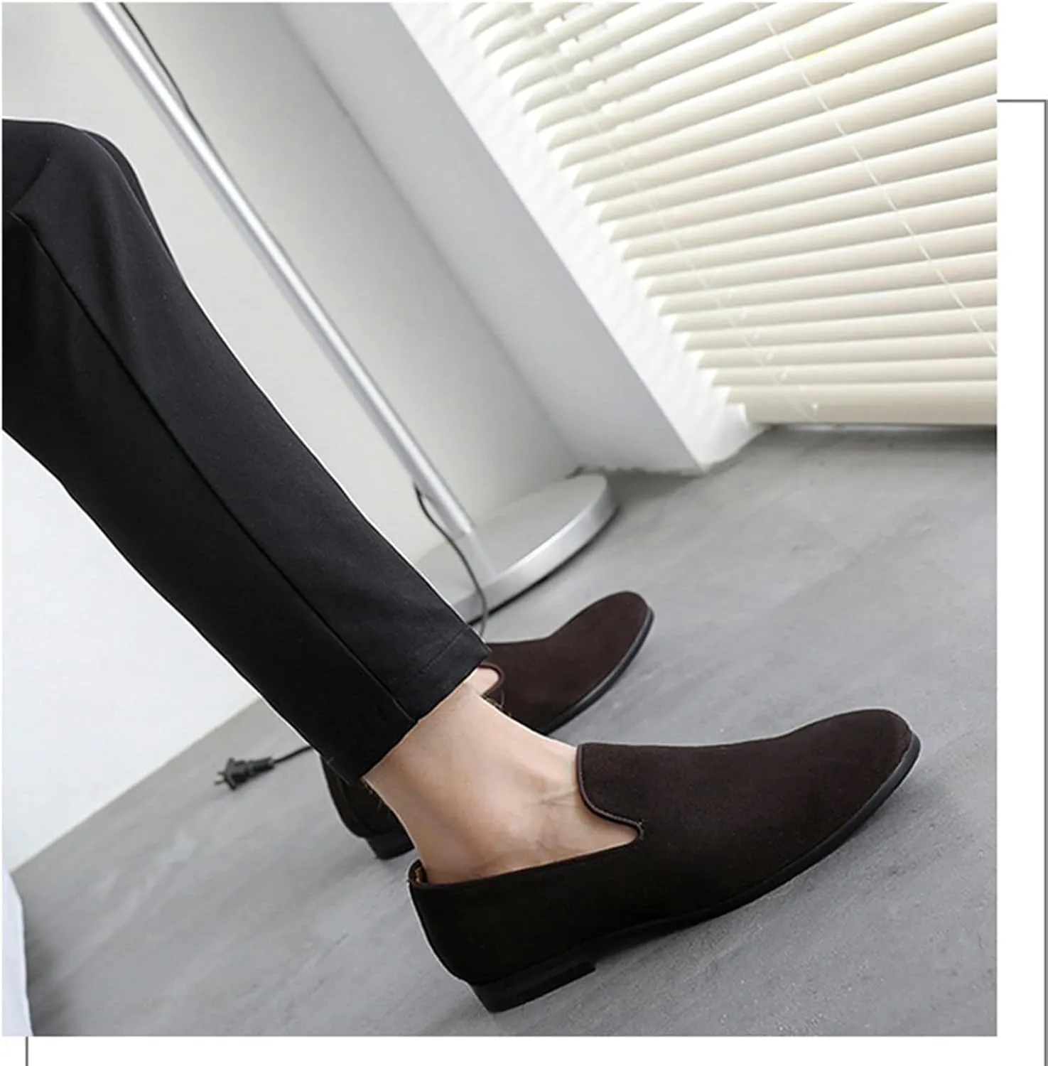 Men's Casual Velvet Loafers Slip-On Walking Dress Comfortable Fashion Shoes