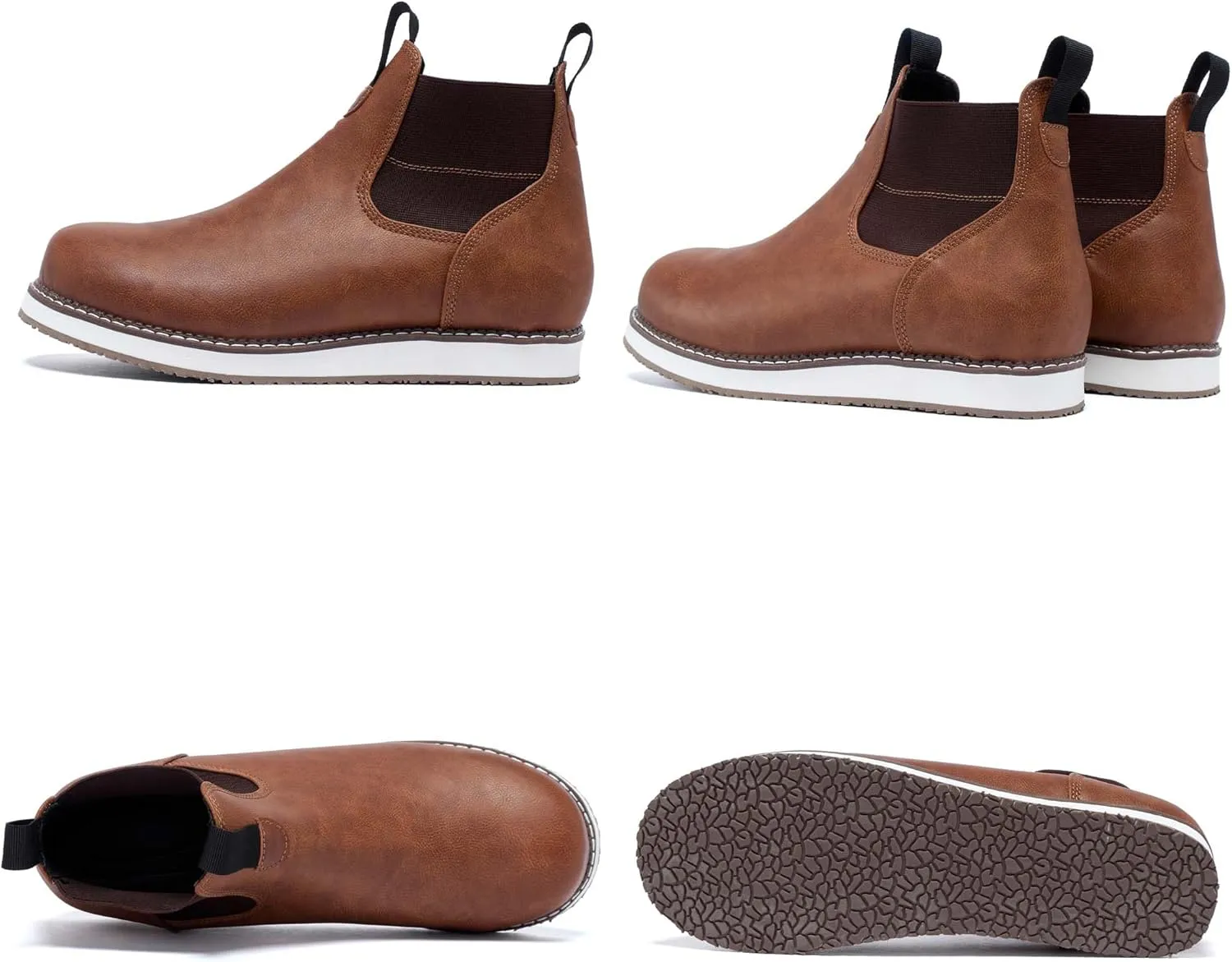 Men's Chelsea Boots Mid Top Slip On Chelsea Boots Outdoor Casual Boots Flat Street Hiking Boots