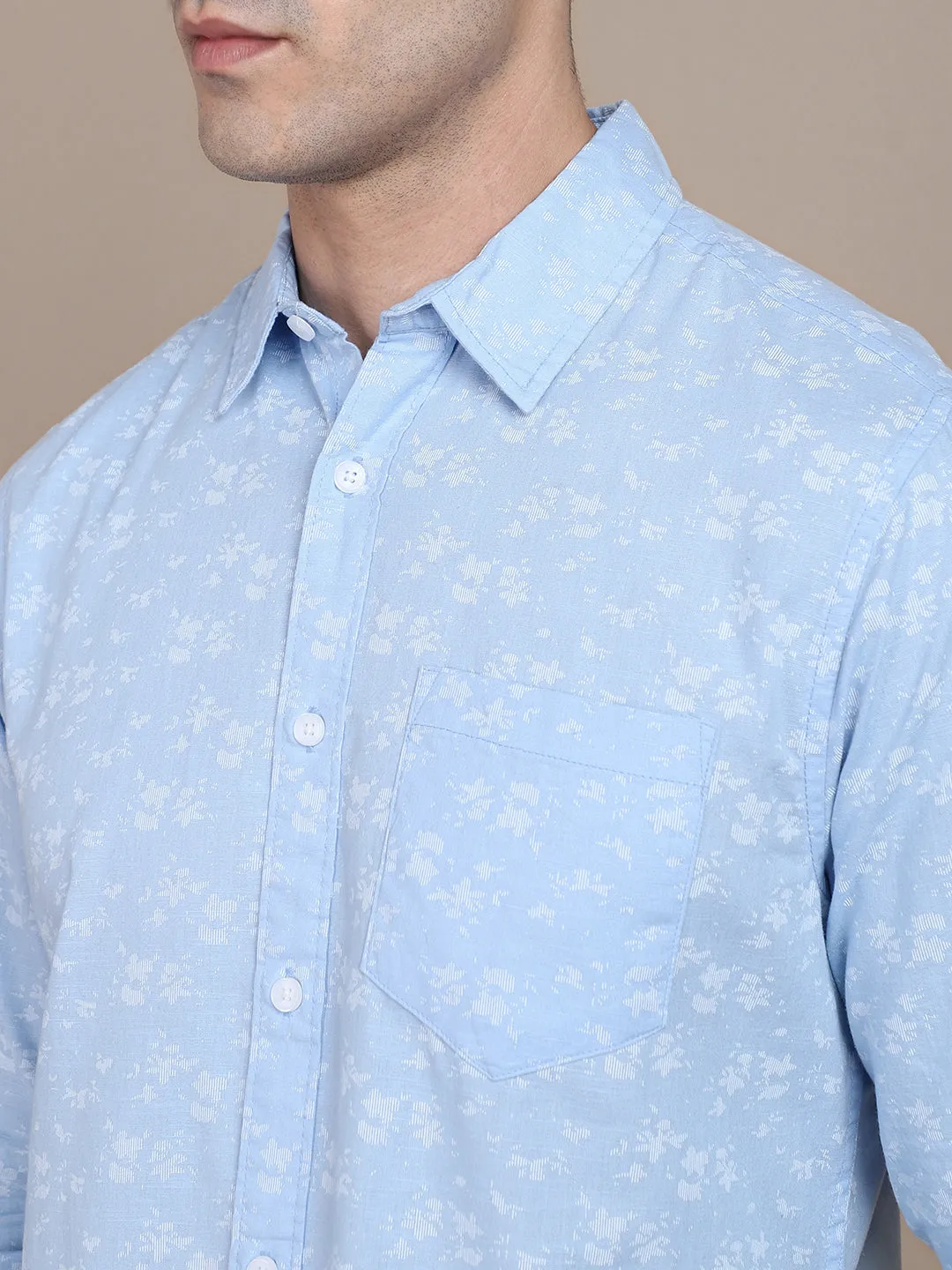 Men's Floral Printed Cotton Opaque Casual Shirt