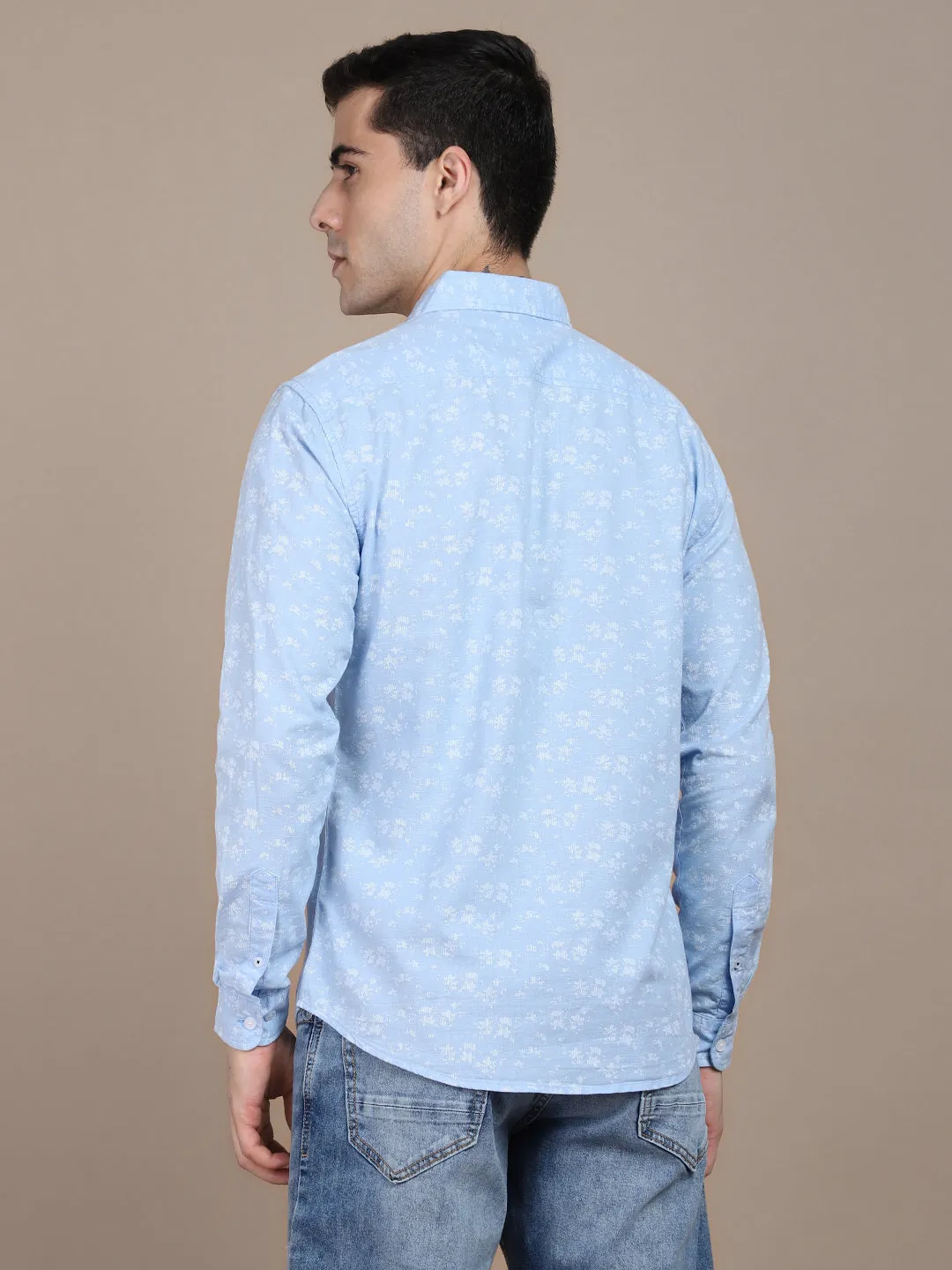 Men's Floral Printed Cotton Opaque Casual Shirt