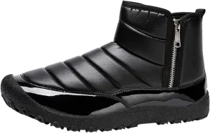 Mens Hiking Boots, Waterproof Fuzzy Boots Insulated Warm Boots Fur Lined Short Ankle Booties Womens Work Boots