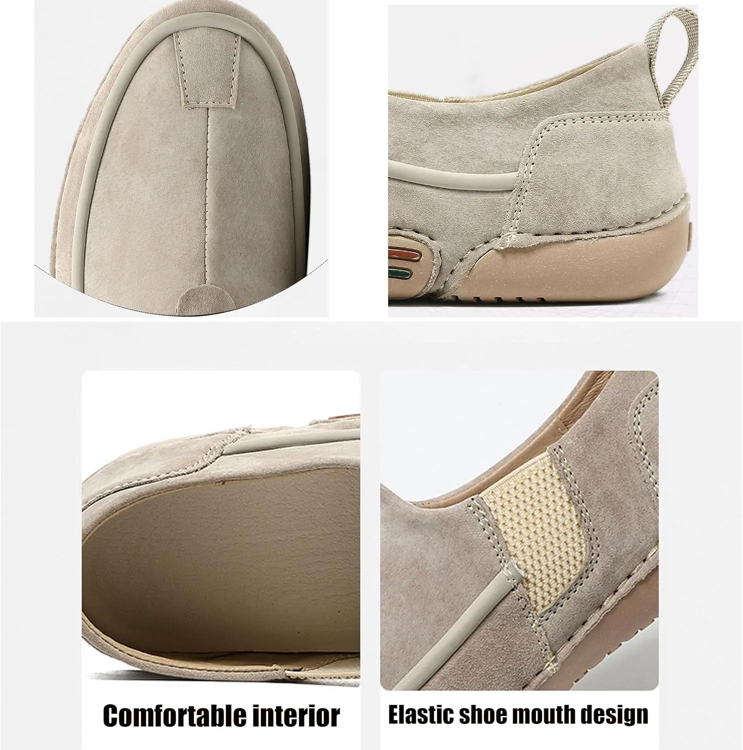 Men's Italian Handmade Suede Low Top Slip-On Chukka Boots,Outdoor Non Slip Breathable Loafers Casual Flats Driving Sneakers