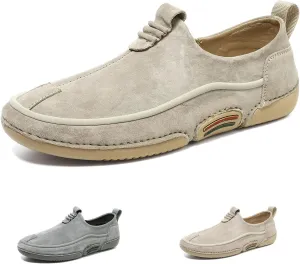 Men's Italian Handmade Suede Low Top Slip-On Chukka Boots,Outdoor Non Slip Breathable Loafers Casual Flats Driving Sneakers