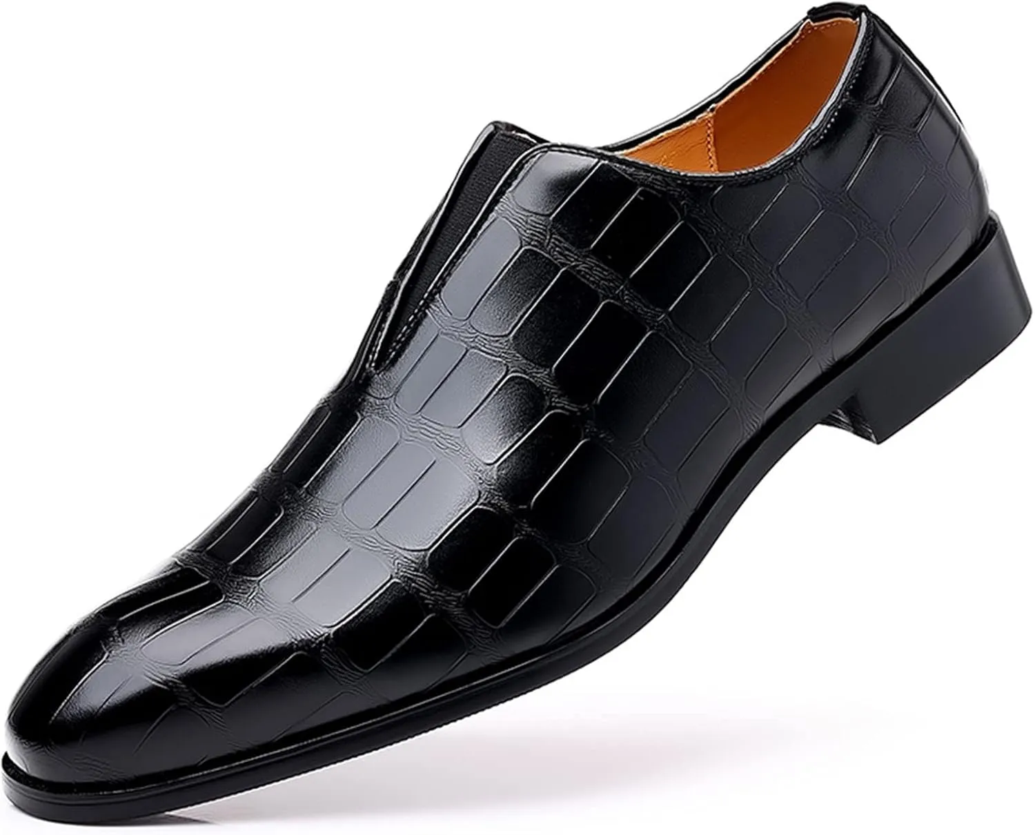 Mens Leather Boots Classical Style Shoes for Men Slip On PU Leather Low Rubber Sole Block Heel Work Feet Men
