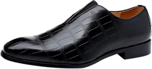 Mens Leather Boots Classical Style Shoes for Men Slip On PU Leather Low Rubber Sole Block Heel Work Feet Men