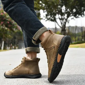 Mens Leather Boots, Men's Comfortable Handmade Leather Boots  Waterproof, Pressure Relief,Spacious Toe Box