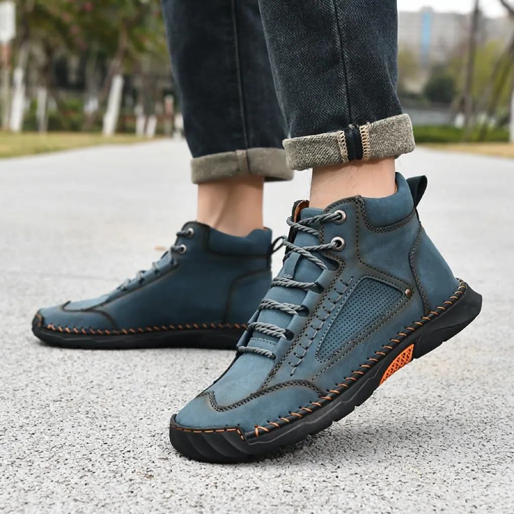 Mens Leather Boots, Men's Comfortable Handmade Leather Boots  Waterproof, Pressure Relief,Spacious Toe Box