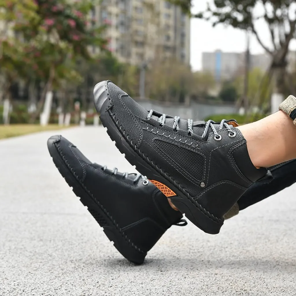 Mens Leather Boots, Men's Comfortable Handmade Leather Boots  Waterproof, Pressure Relief,Spacious Toe Box
