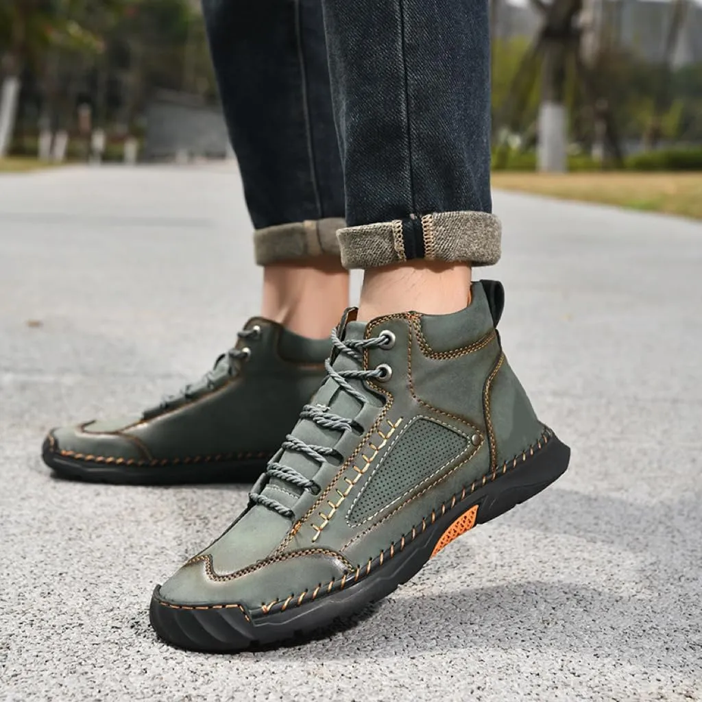 Mens Leather Boots, Men's Comfortable Handmade Leather Boots  Waterproof, Pressure Relief,Spacious Toe Box