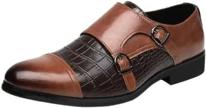 Men's Leather Slip-On Dress Shoes, Two-Tone Formal Business Shoes, Leather Loafers with Hasp, Office & Casual Shoes for Men