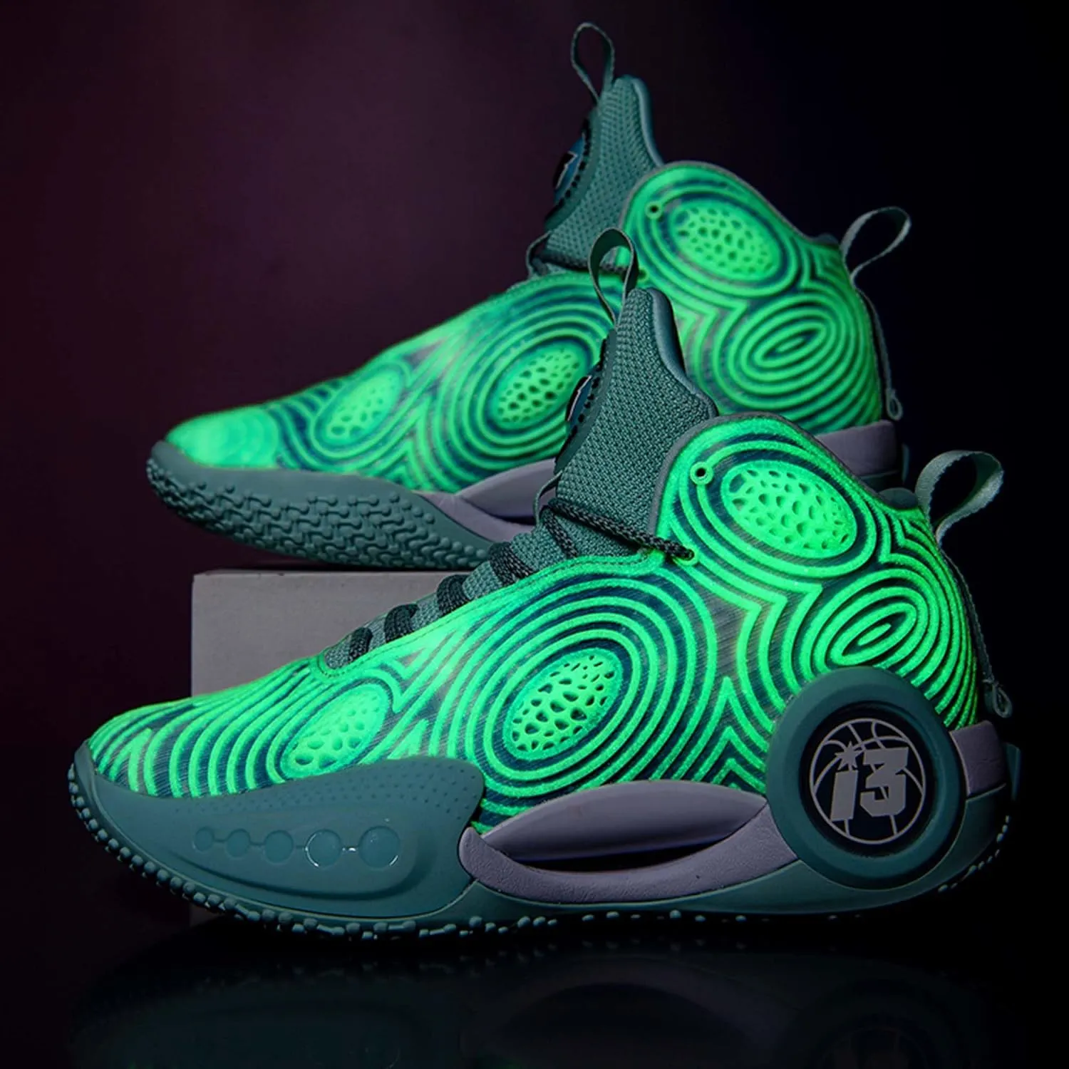 Mens Luminous Basketball Sneakers Classic Lace Up High Top Breathable Casual Sneakers High Elastic Running Shoes Wear Resistant and Durable Outdoor Hiking Shoes Anti Slip Baseball Sneakers