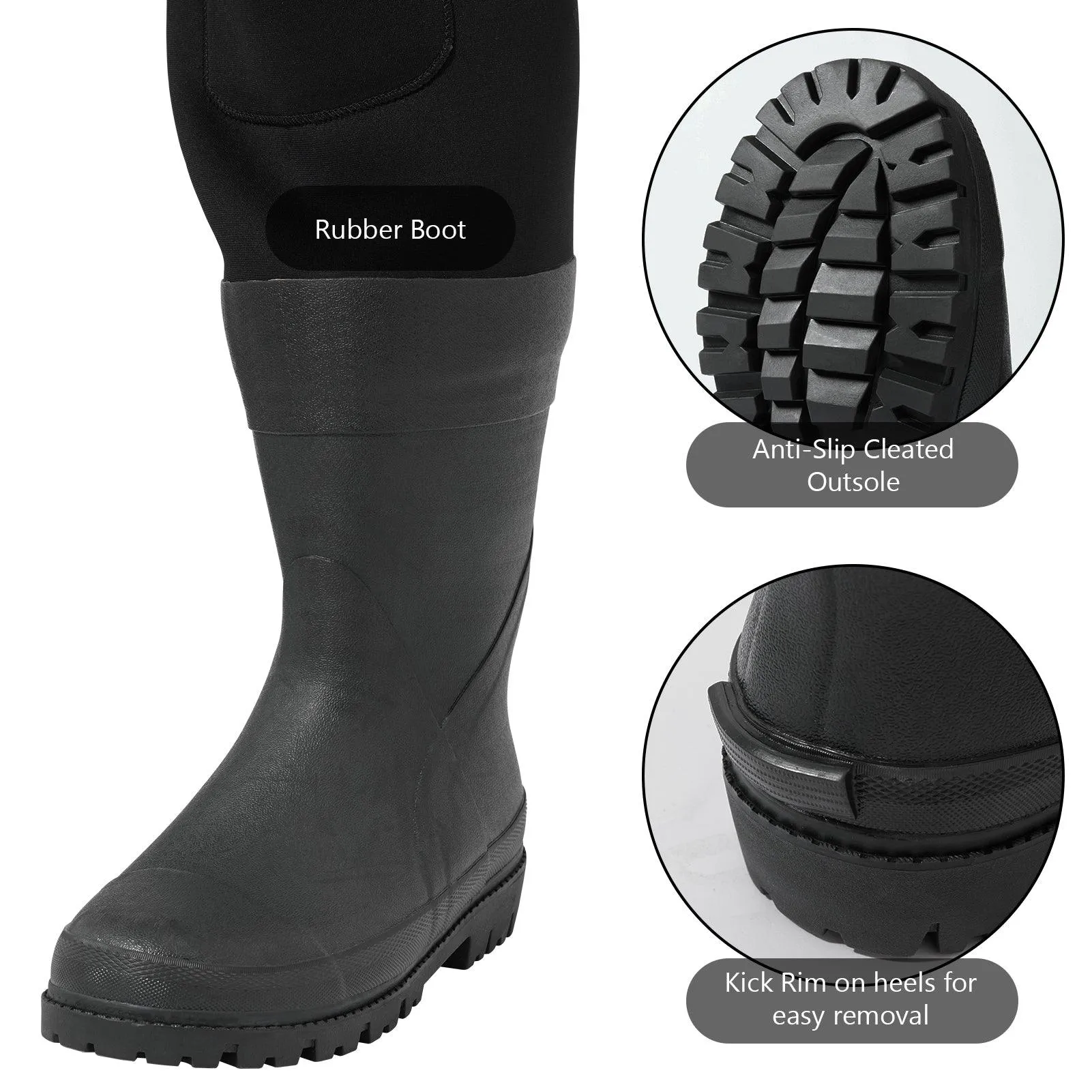 Men’s Neoprene Waders with Rubber Boots