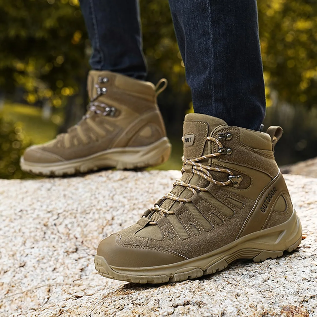 Men's Non-Slip Hiking Boots Lightweight Breathable Tactical Boots Outdoor Trekking Work Boots