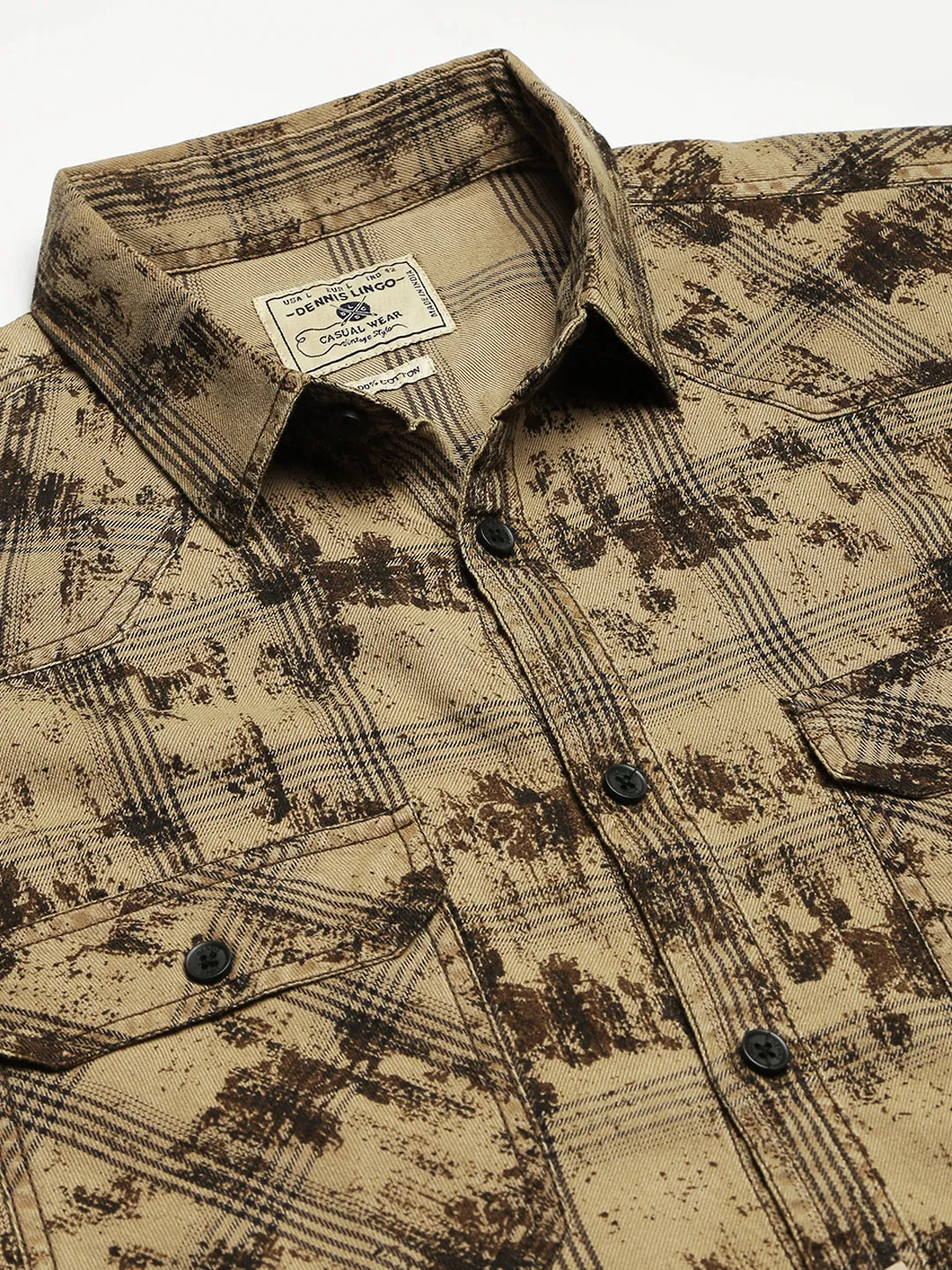Men's Printed Slim Fit Full Sleeves Spread Collar Cotton Casual Shirt