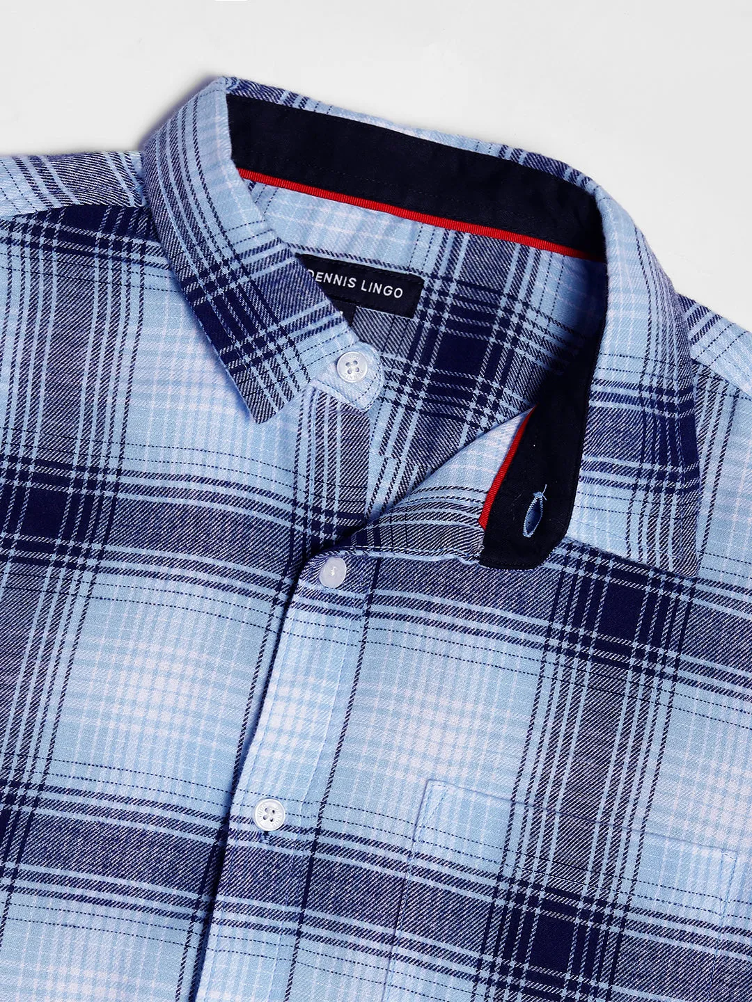 Men's Regular Collar Slim Fit Print Navy Casual Shirts