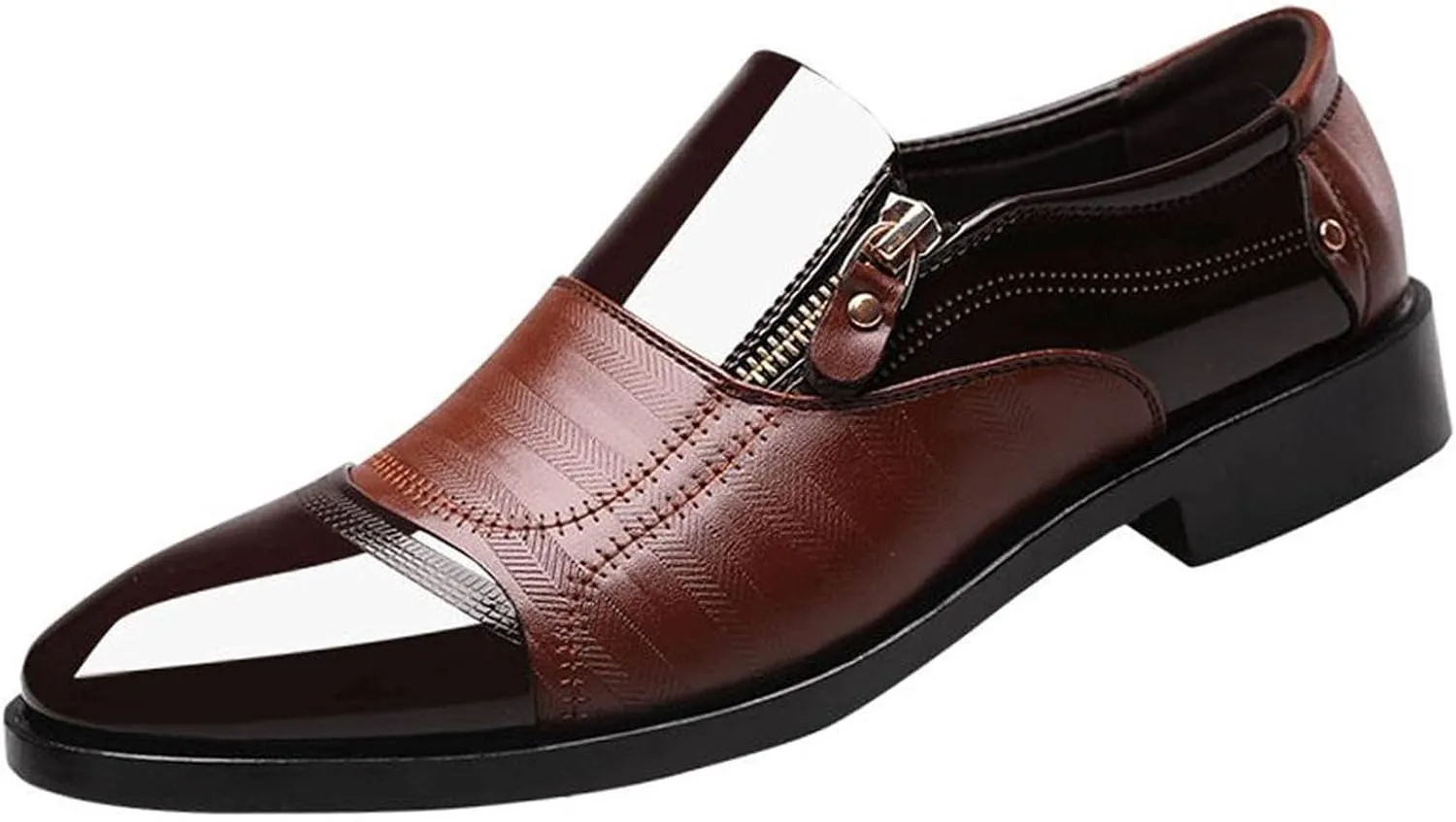 Mens Shoes 574 Leather Classical Style Men's Breathable Hollow Business Casual Pointed Shoes Ballet Shoes for Men Leather (Brown, 11)