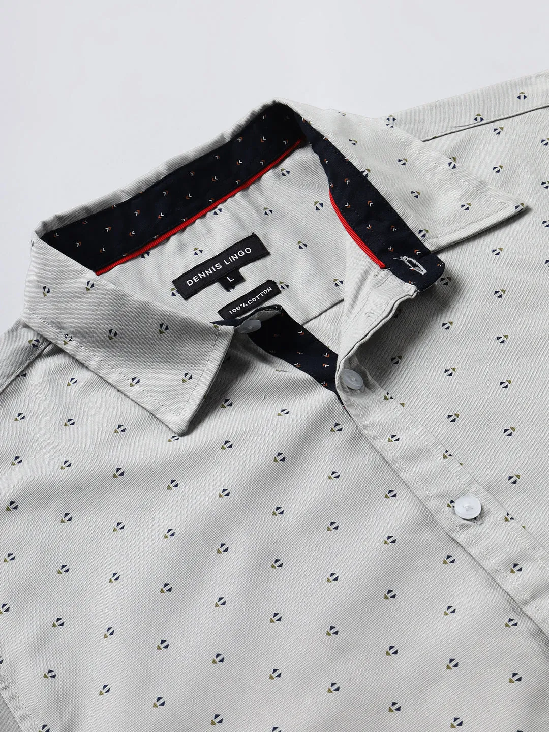 Men's Slim Fit Grey Abstract Print Spread Collar & Full Sleeves Casual Shirt