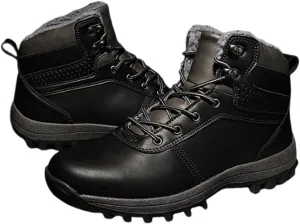 Men's Snow Boots, Men Cold Weather Shoes Warm Anti-Slip Ankle Waterproof Snow Boots, Lightweight Lace up Hiking Walking Shoes Warm, for Work, Walking, Hiking, Outdoor Urban