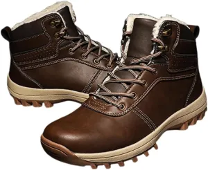 Men's Snow Boots, Men Cold Weather Shoes Warm Anti-Slip Ankle Waterproof Snow Boots, Lightweight Lace up Hiking Walking Shoes Warm, for Work, Walking, Hiking, Outdoor Urban