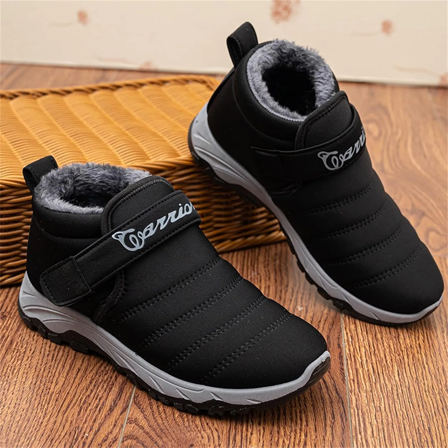Men's Snow Boots Warm Faux Furry Lined Footwear Waterproof Outdoor Lightweight Winter Boots Non-slip Lace Up Ankle Boots for Cold Weather Climbing Shoes Hiking Boots