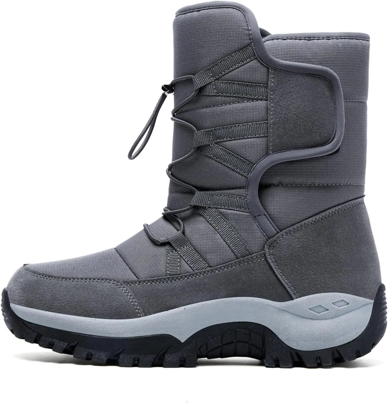Mens Snow Boots Warm Fur Lined Mid Calf Winter Boots Lace Up Water Resistant Anti Slip Outdoor Lightweight Casual Climbing Shoes Hiking Shoes Work Trekking Boot