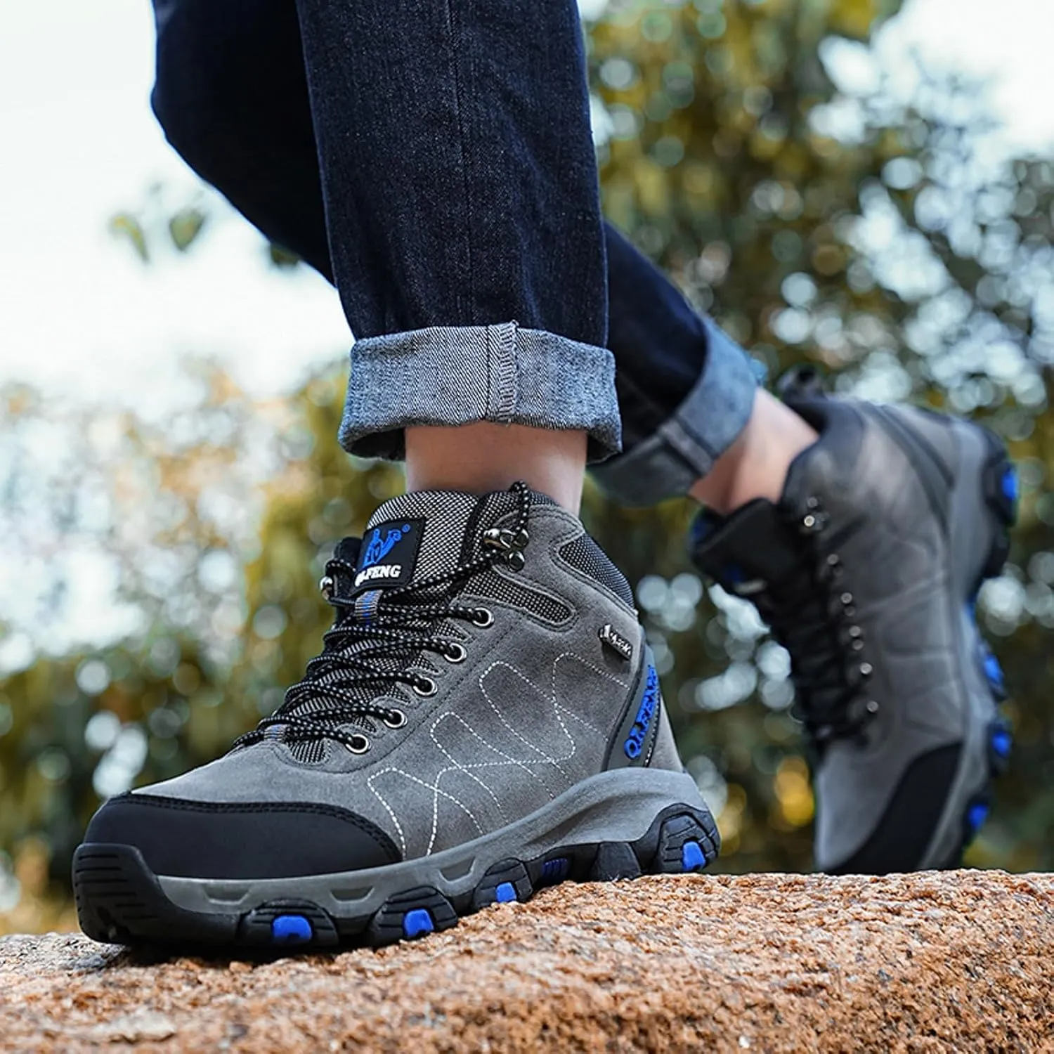 Men's Snow Boots Warm Fur Lined Winter Boots Lace Up Water Resistant Anti Slip Outdoor Lightweight Casual Climbing Shoes Work Trekking Hiking Boot