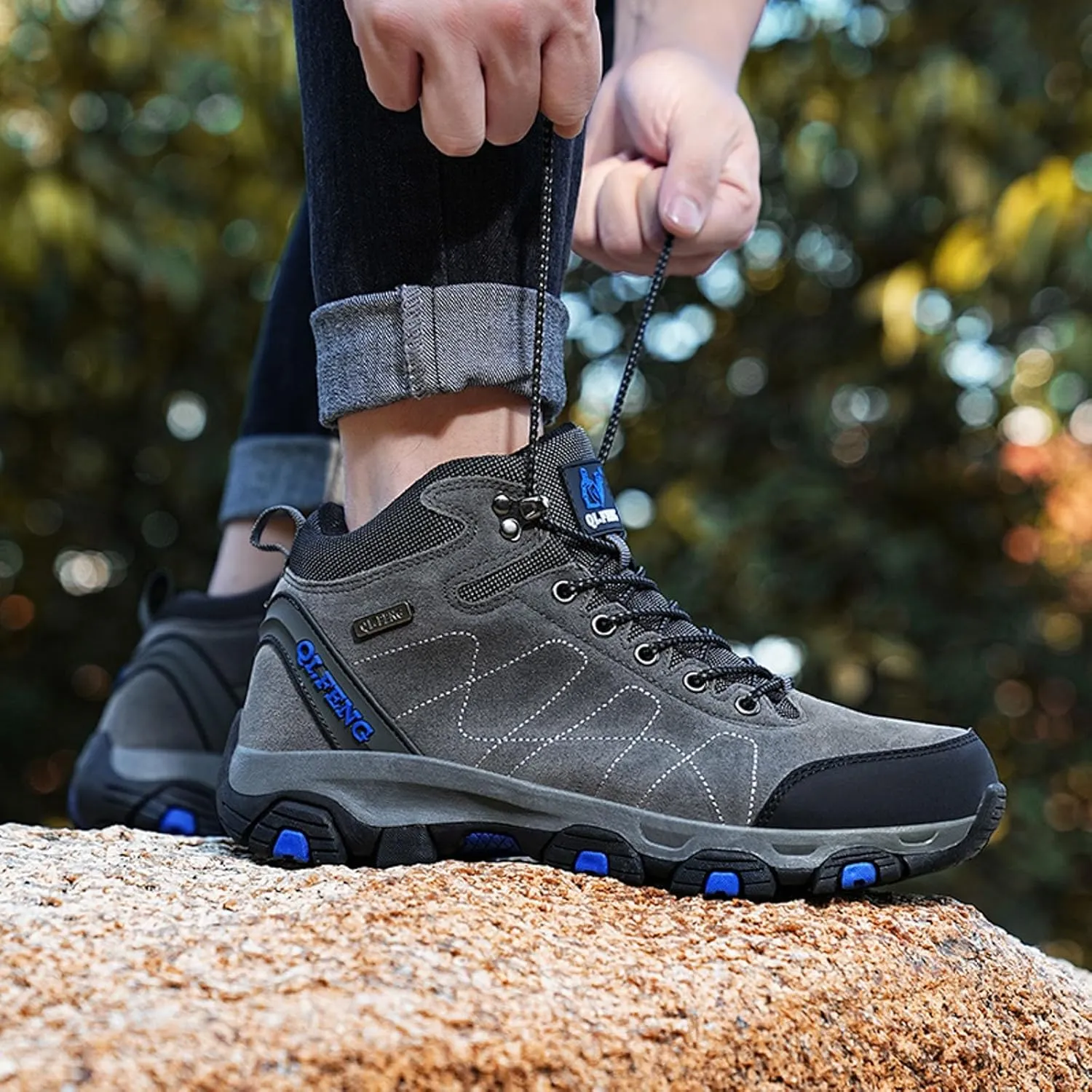 Men's Snow Boots Warm Fur Lined Winter Boots Lace Up Water Resistant Anti Slip Outdoor Lightweight Casual Climbing Shoes Work Trekking Hiking Boot