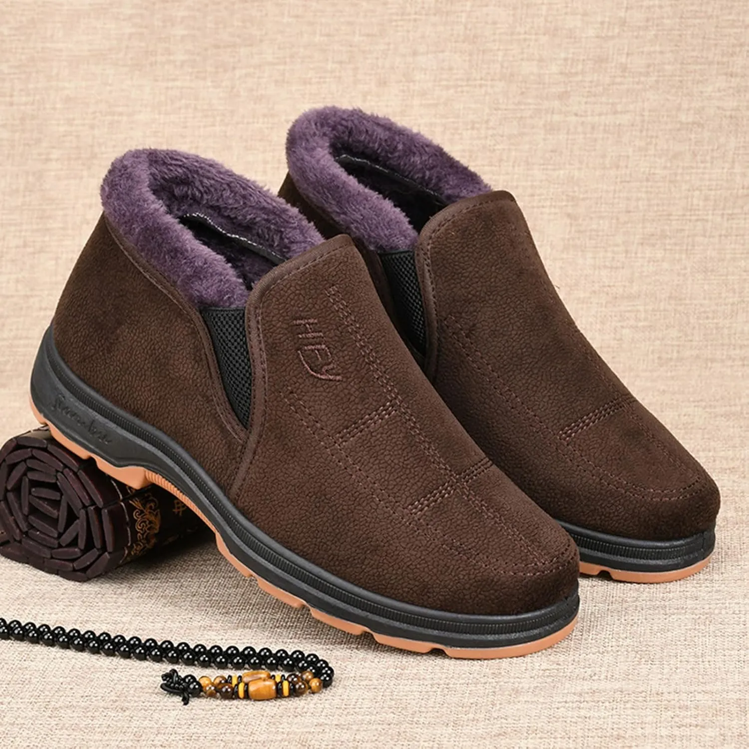 Men's Snow Boots Warm Lined Footwear Waterproof Outdoor Comfort Winter Boots Non-Slip Cold Weather Shoes Hiking Walking Boots