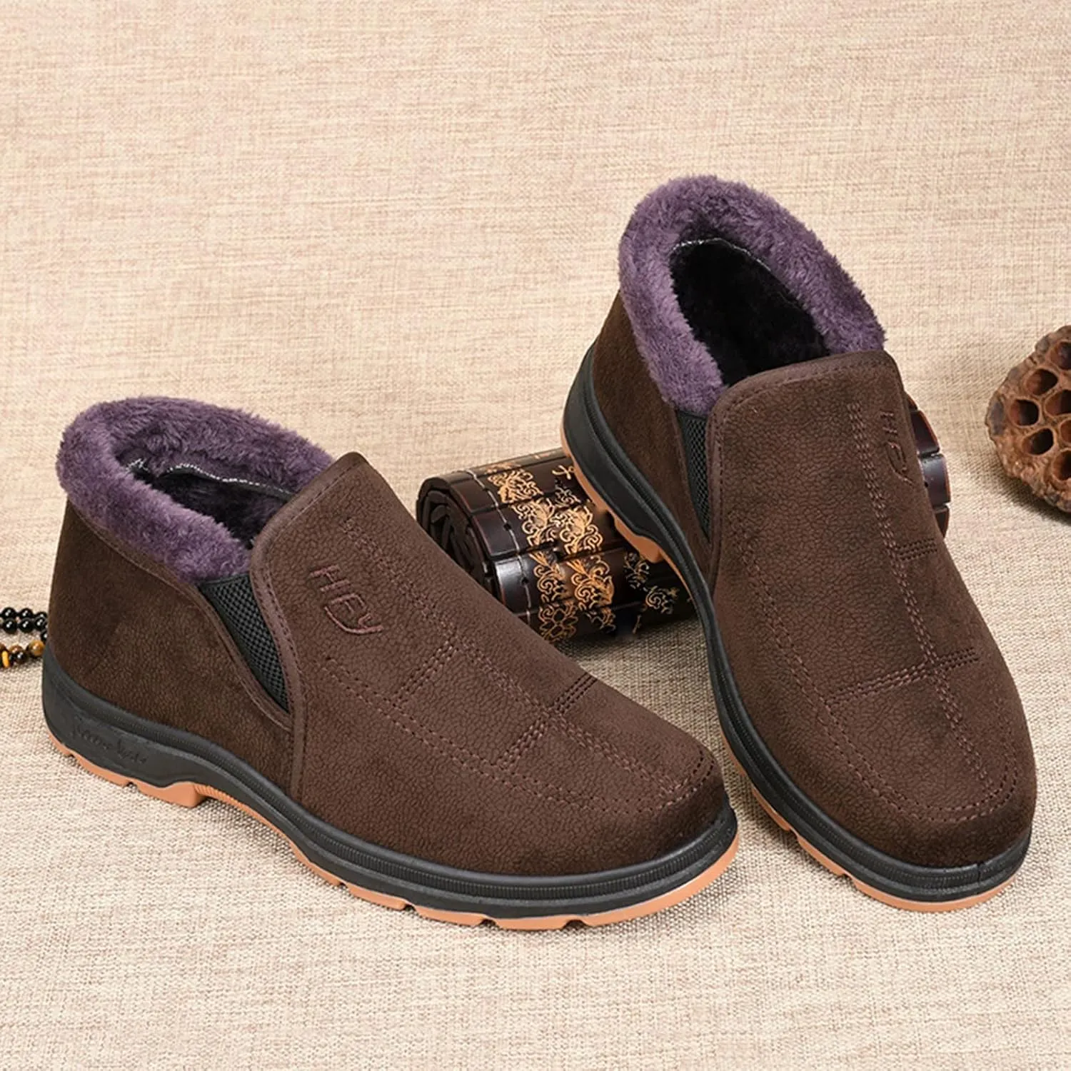 Men's Snow Boots Warm Lined Footwear Waterproof Outdoor Comfort Winter Boots Non-Slip Cold Weather Shoes Hiking Walking Boots