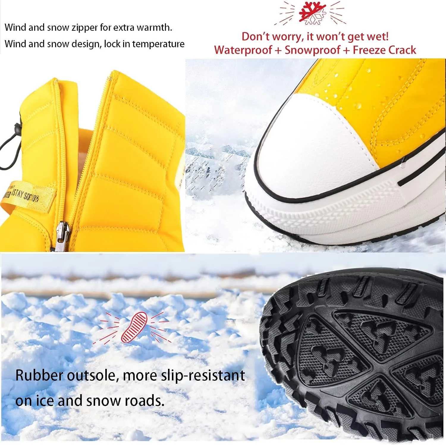 Men's Snow Boots Winter Boots Men Women Warm Lined Ankle Boots Outdoor Waterproof Hiking Shoes Trekking Shoes Winter Boots Non-Slip