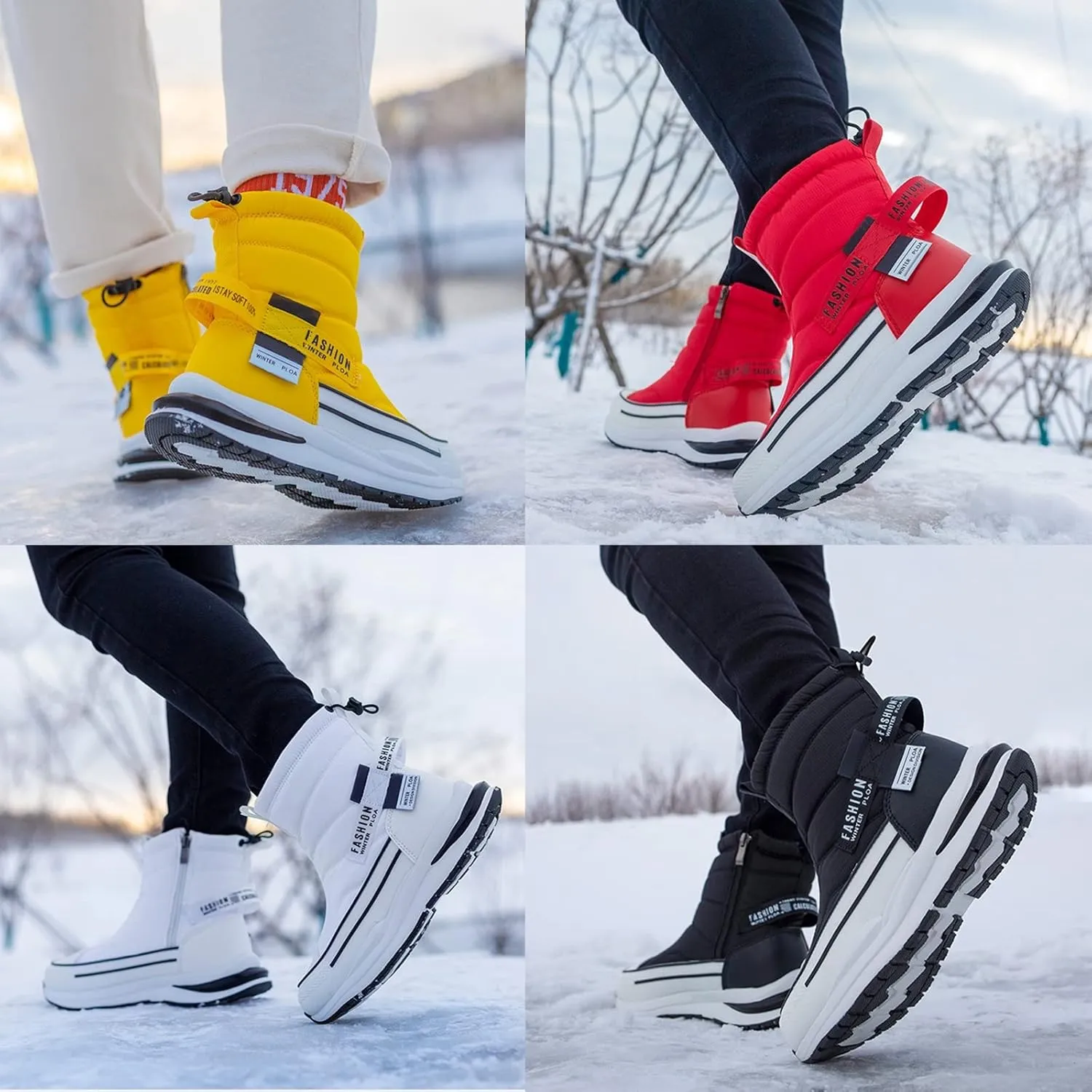 Men's Snow Boots Winter Boots Men Women Warm Lined Ankle Boots Outdoor Waterproof Hiking Shoes Trekking Shoes Winter Boots Non-Slip