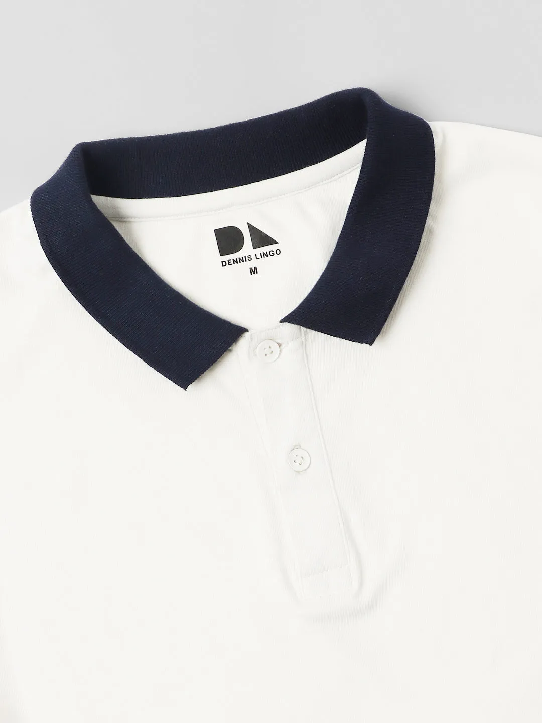 Men's Spread Collar Regular Fit White Casual T-shirt