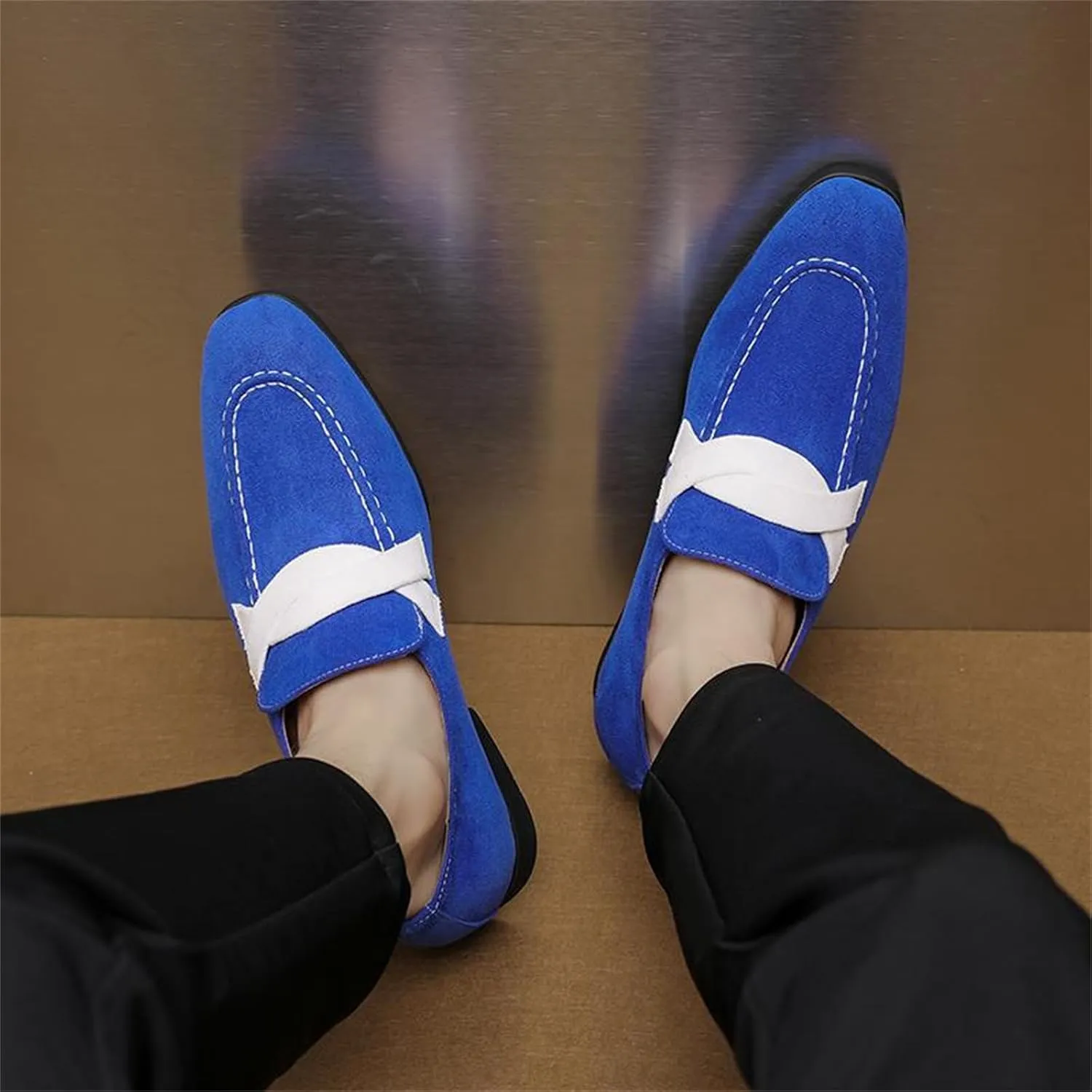 Men's Suede Bow Loafers Slip-On Casual Dress Shoes Lightweight Low-Top Flats for Parties Weddings Business