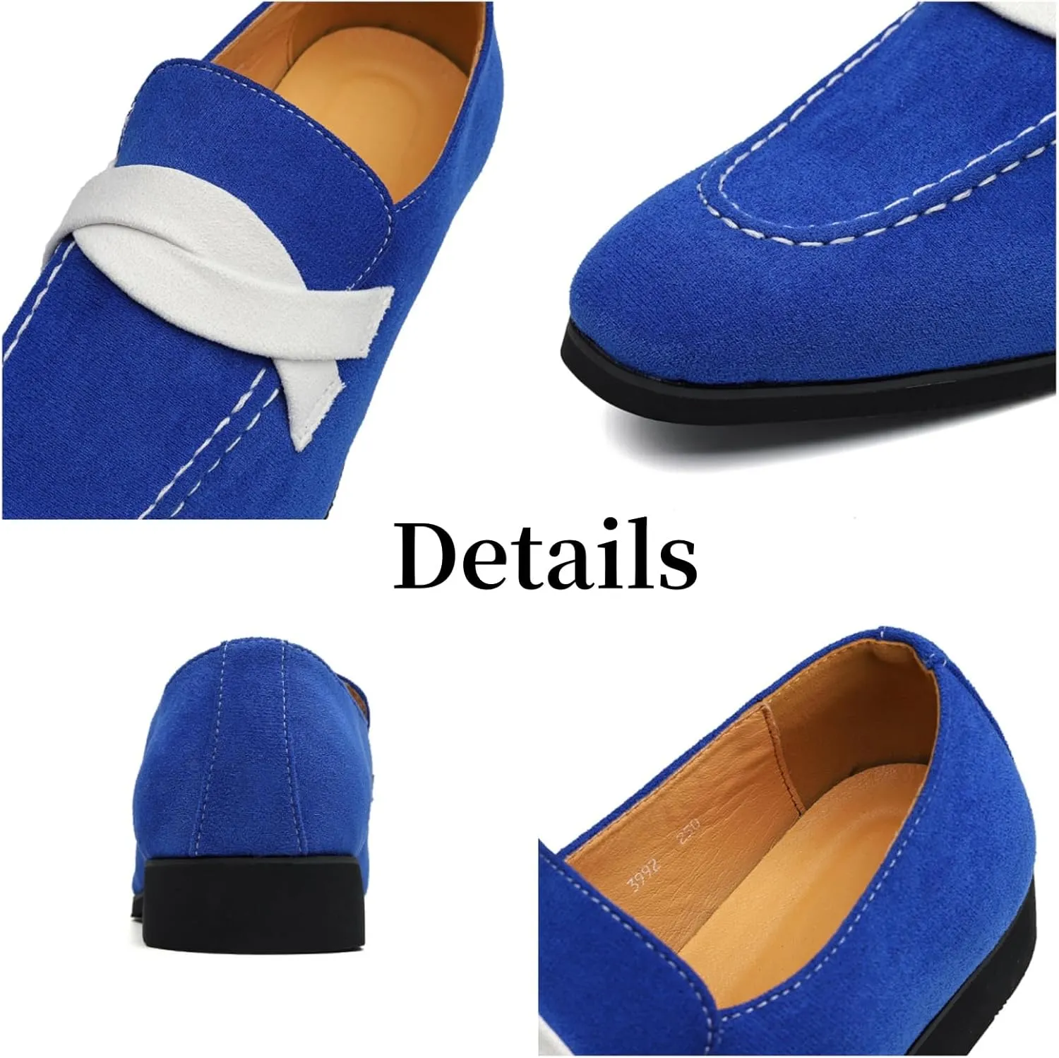 Men's Suede Bow Loafers Slip-On Casual Dress Shoes Lightweight Low-Top Flats for Parties Weddings Business