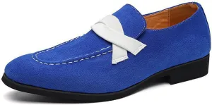 Men's Suede Bow Loafers Slip-On Casual Dress Shoes Lightweight Low-Top Flats for Parties Weddings Business