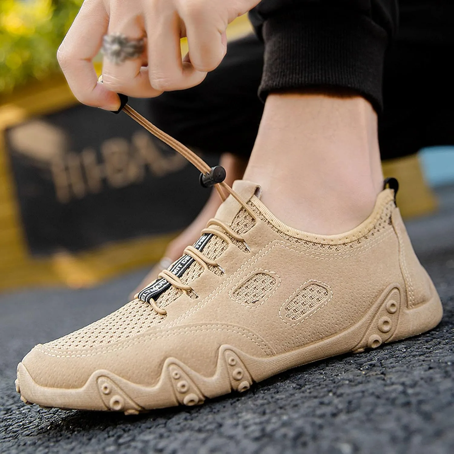 Men's Walking Shoes Soft Slip On Flats Lightweight Driving Shoes Wide Toe Comfort Loafer For Surfing Climbing