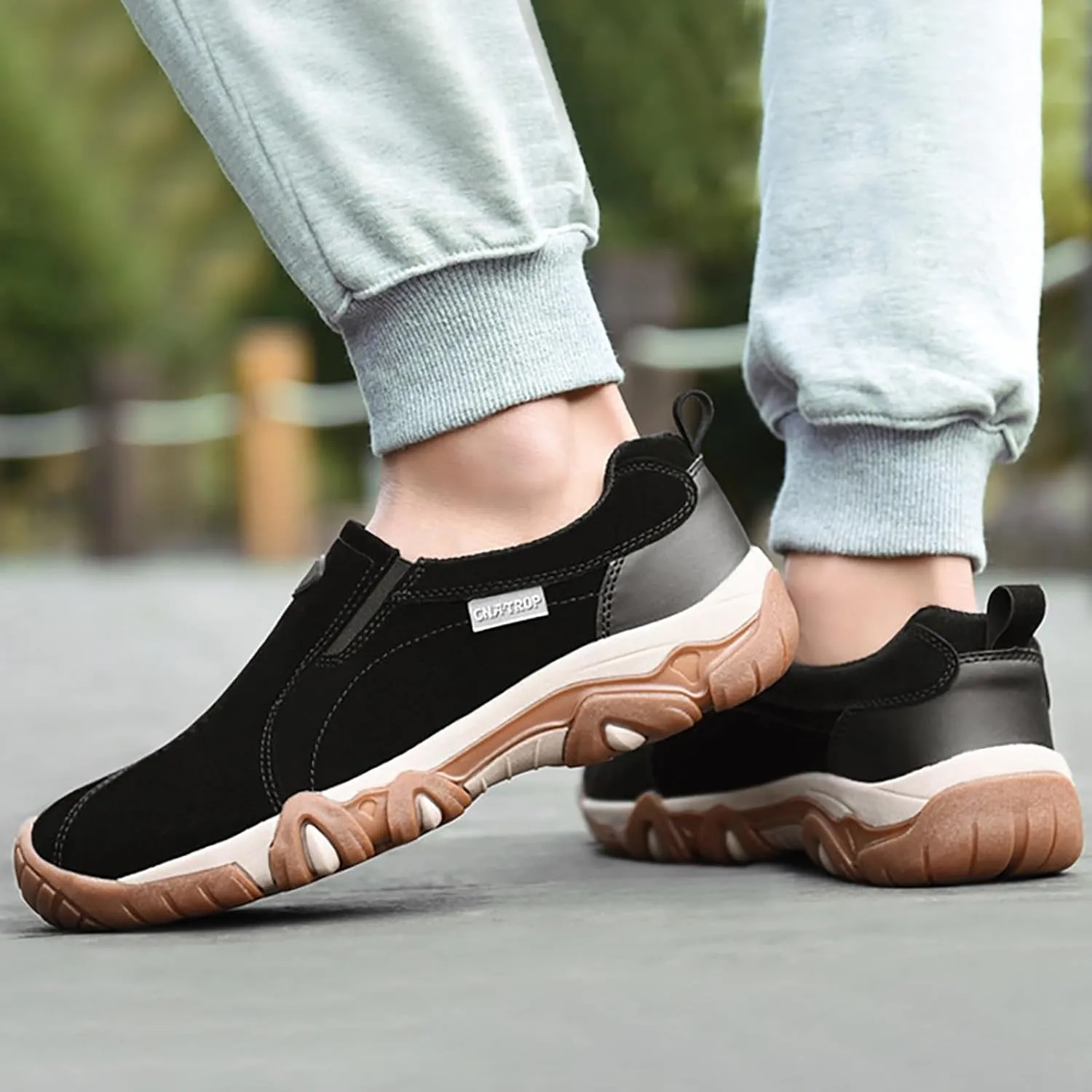 Men's Waterproof Hiking Shoes Breathable Comfortable Orthopedic Walking Shoes Slip on Outdoor Non Slip Sneakers Low Height Outdoor Boots Camping Travel Daily Walking Shoe Men