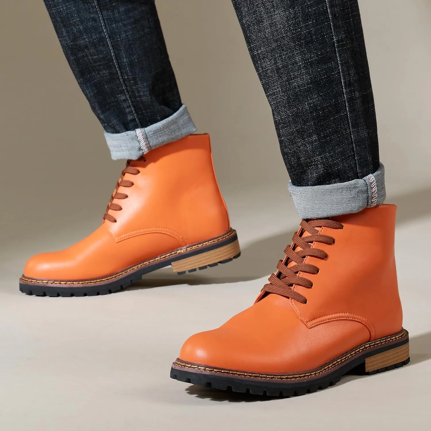 Men's Wide Calf Cowboy Boots, Motorcycle Leather Boots, Men's Black Waterproof Low Heeled Riding Boots, Bicycle Boots, Western Work Boots, Hiking Boots