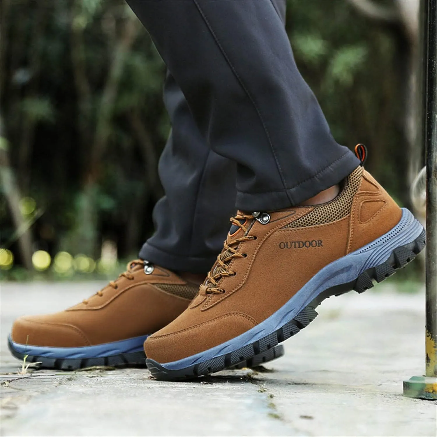 Men's Wide Hiking Shoes Slip on Loafers Trekking Trails Sneakers Waterproof Walking Shoes with Arch Support