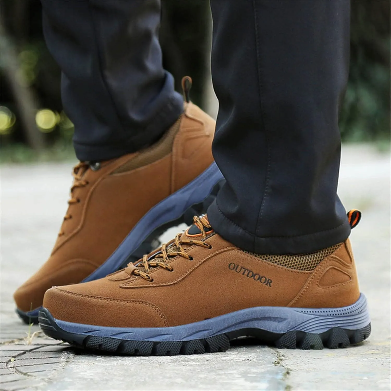 Men's Wide Hiking Shoes Slip on Loafers Trekking Trails Sneakers Waterproof Walking Shoes with Arch Support
