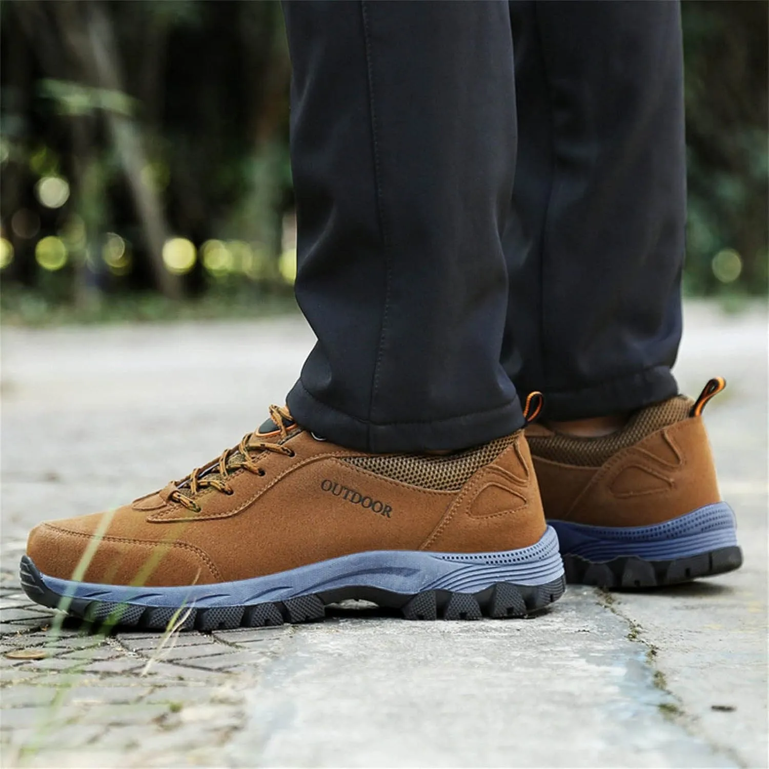 Men's Wide Hiking Shoes Slip on Loafers Trekking Trails Sneakers Waterproof Walking Shoes with Arch Support