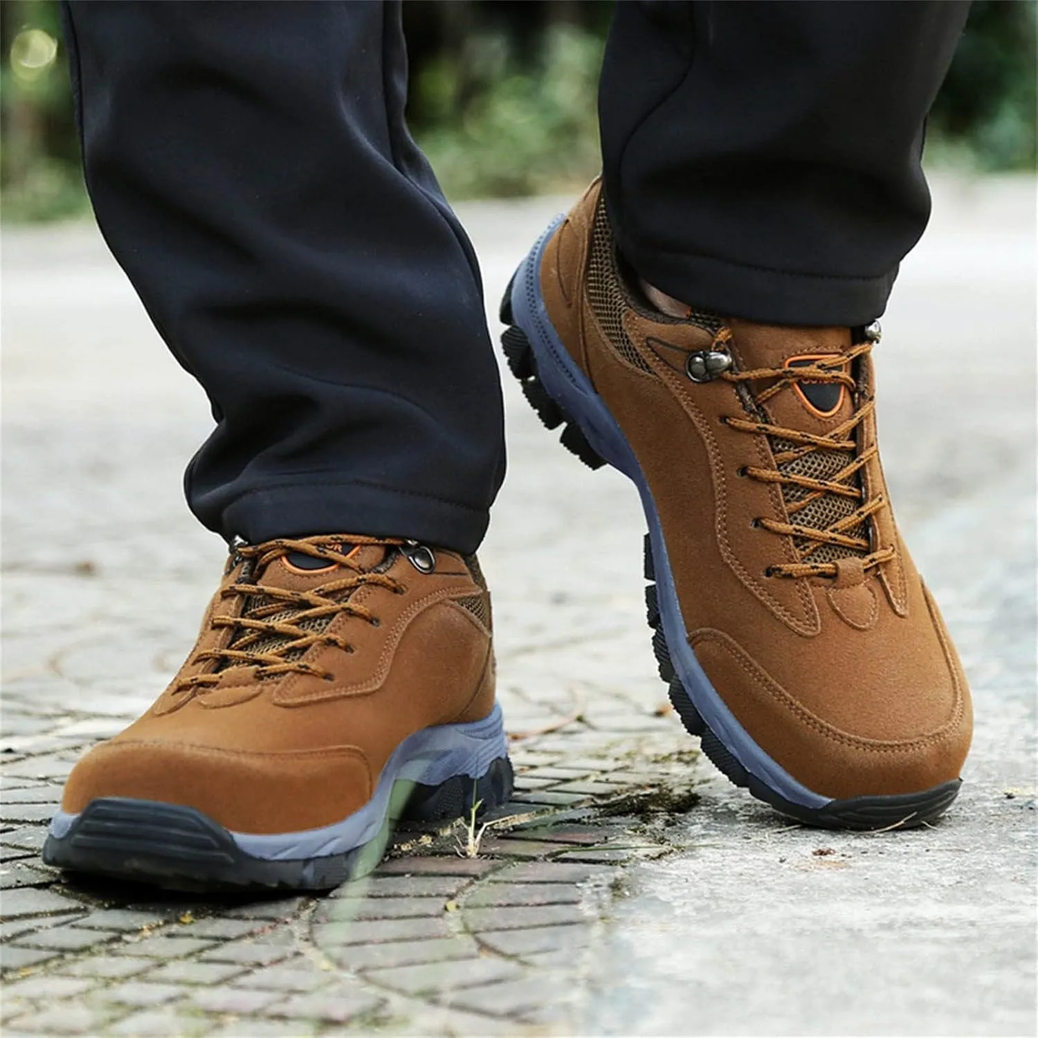 Men's Wide Hiking Shoes Slip on Loafers Trekking Trails Sneakers Waterproof Walking Shoes with Arch Support