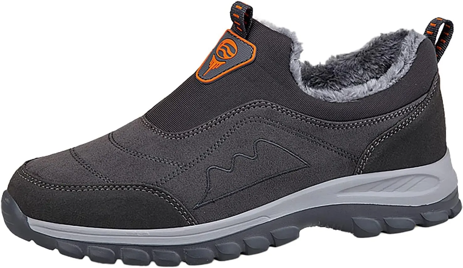 Mens Winter Hiking Shoes Waterproof Fur Warm Non-Slip Outdoor Casual Lined Booties Slip on Winter Boots Snow Shoes for Men