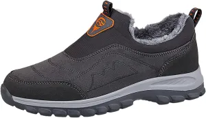 Mens Winter Hiking Shoes Waterproof Fur Warm Non-Slip Outdoor Casual Lined Booties Slip on Winter Boots Snow Shoes for Men