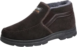 Men's Winter Thickened Solid Color Slip On Flat Bottomed Hiking Leisure Warm Snow Boots Shoes Snow Shoes Size 12